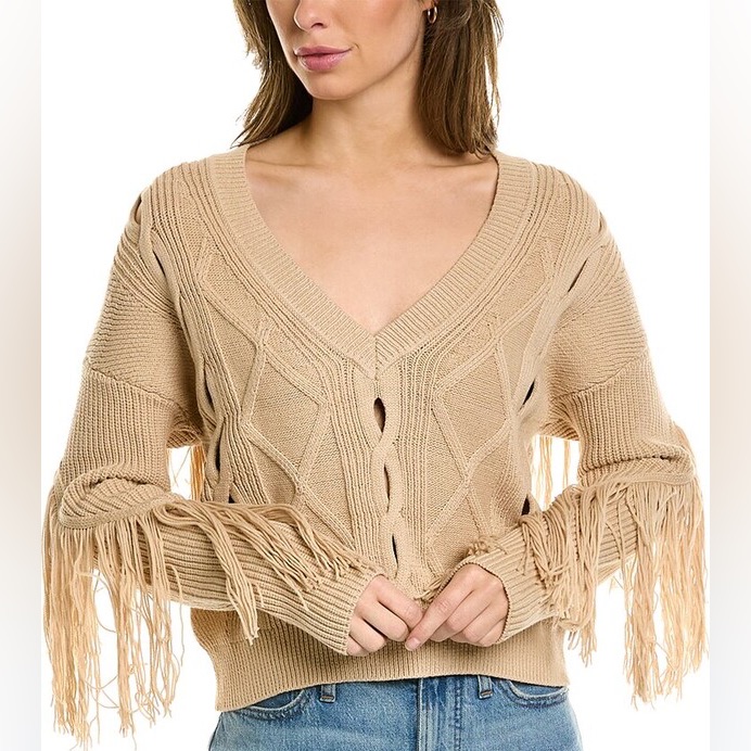 Nwt Bailey 44 Peggy Fringe Pullover Sweater Xs $188